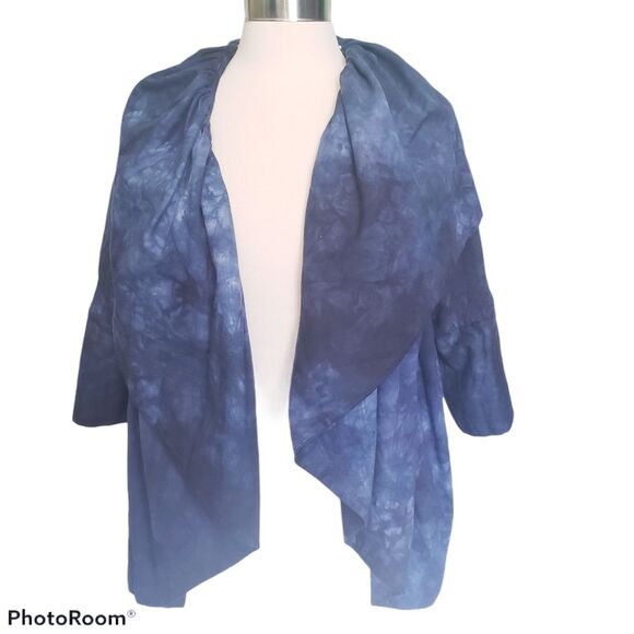 Sylvia Heisel Blue TieDye Open Front Jacket - 10 - Picture 4 of 12